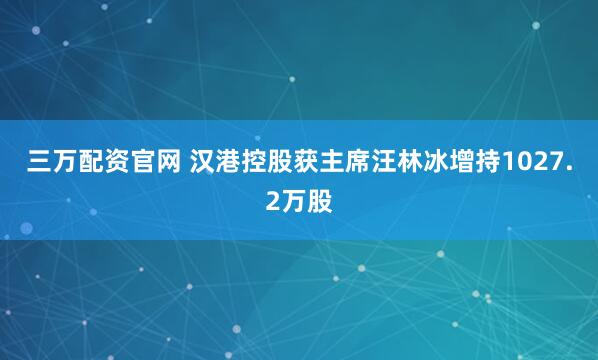 三万配资官网 汉港控股获主席汪林冰增持1027.2万股